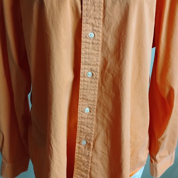 Ralph Lauren Cotton Poplin Button Down Shirt Orange Classic Fit Preppy Size L - Picture 3 of 17